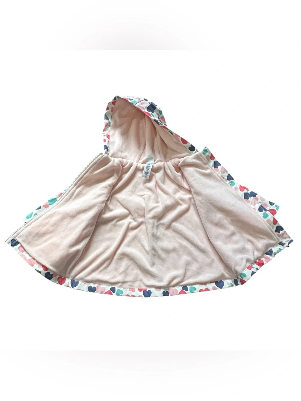 Little Me Girls 18M Heart Print Hooded Softshell Jacket Fleece Lined Pink Bow